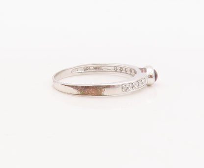 925 Sterling Silver Vintage Ring Stackable Diamonds & Gemstone  Sz 7.5  RG29903