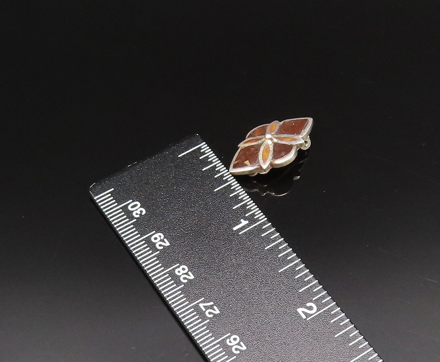 925 Sterling Silver  Vintage Inlaid Tiger's Eye Non Pierced Earrings  EG12004