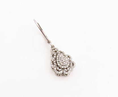 925 Sterling Silver Vintage Earrings Real Diamonds Designer Single Piece EG14287