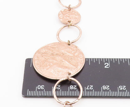 925 Silver  Vintage Rose Plated Graduated Textured Circle Necklace  NE3852