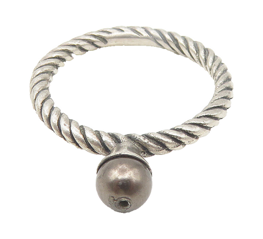 925 Sterling Silver  Vintage Brown Pearl Twist Solitaire Ring Sz 7  RG11049