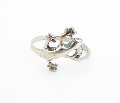 925 Sterling Silver  Vintage Crawling Lizard Motif Band Ring Sz 10.5  RG7445