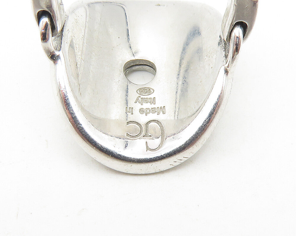 GUESS ITALY 925 Silver  Shiny Etched Logo Pattern Band Ring Sz 6  RG10993