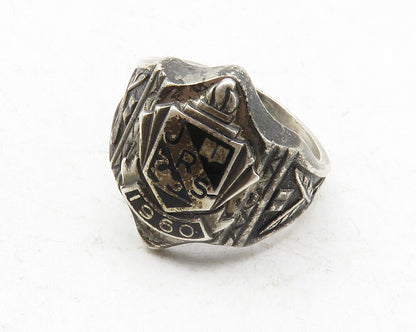 925 Sterling Silver  Vintage Antique Enamel JRS 1960 Band Ring Sz 6  RG12446