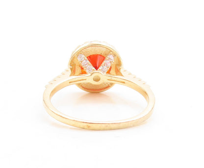 925 Sterling Silver Vintage Ring Gold Plated Red Halo White CZ  Sz 7.5  RG30090