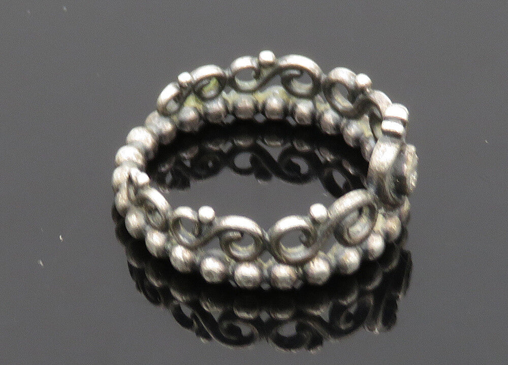 PANDORA 925 Silver  Vintage Topaz Love Heart Swirl Band Ring Sz 5  RG20362