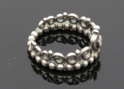 PANDORA 925 Silver  Vintage Topaz Love Heart Swirl Band Ring Sz 5  RG20362