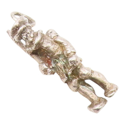 925 Sterling Silver Vintage Mini Solid Carved Statue Of Solder Pendant PT22148