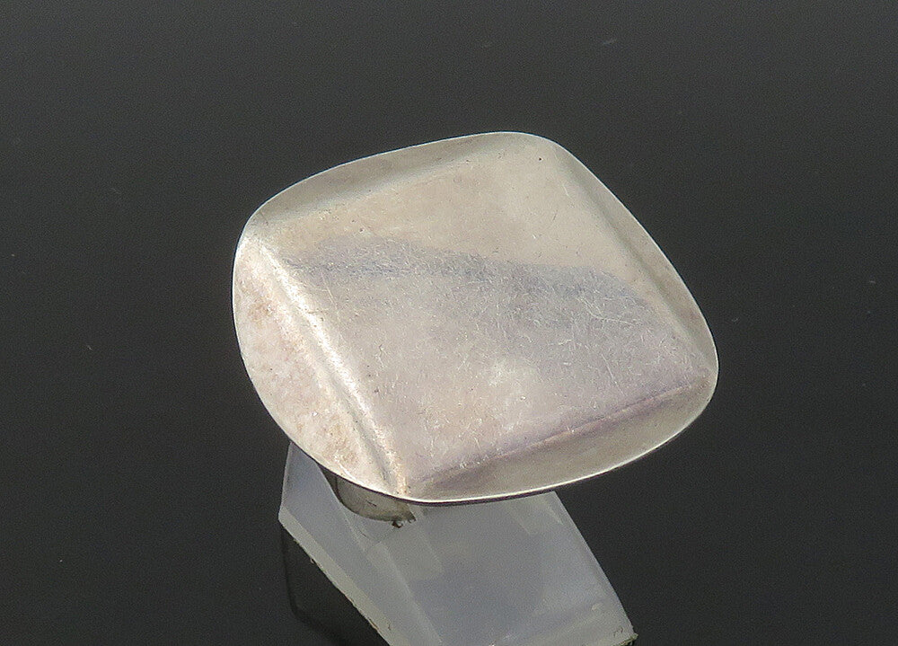 925 Sterling Silver  Vintage Shiny Round Square Statement Ring Sz 8.5  RG22101