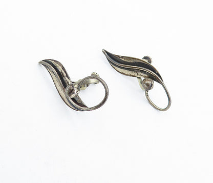 MEXICO 925 Sterling Silver  Vintage Single Leaf Non Pierce Earrings  EG2311
