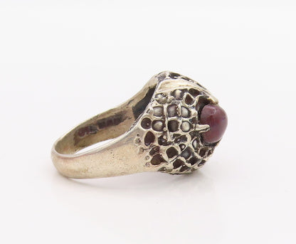 925 Sterling Silver Vintage Ring Cabochon Gemstone Eyed Owl Design Sz 9  RG33278