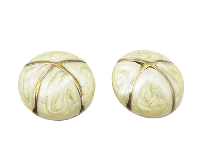925 Sterling Silver  Vintage Enamel Coated Non Pierce Button Earrings  EG5870