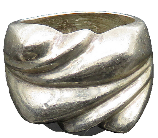 MEXICO 925 Sterling Silver  Vintage Sculpted Shiny Band Ring Sz 6  RG21942