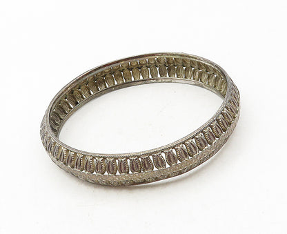 925 Sterling Silver  Vintage Antique Dark Tone Open Bangle Bracelet  BT4101