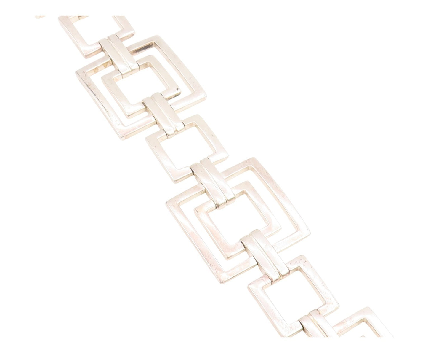 925 Sterling Silver Vintage Bracelet DOBBS Open Geometric Square Link  BT11819