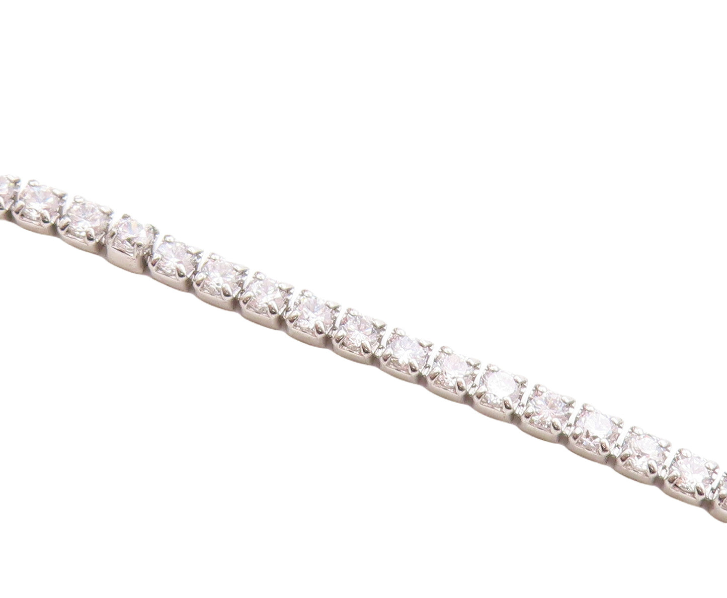 925 Sterling Silver  White Cubic Zirconia Adjustable Box Chain Bracelet  BT1109