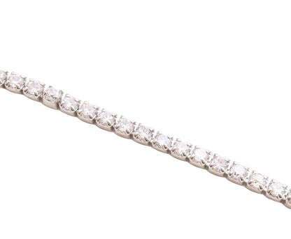 925 Sterling Silver  White Cubic Zirconia Adjustable Box Chain Bracelet  BT1109