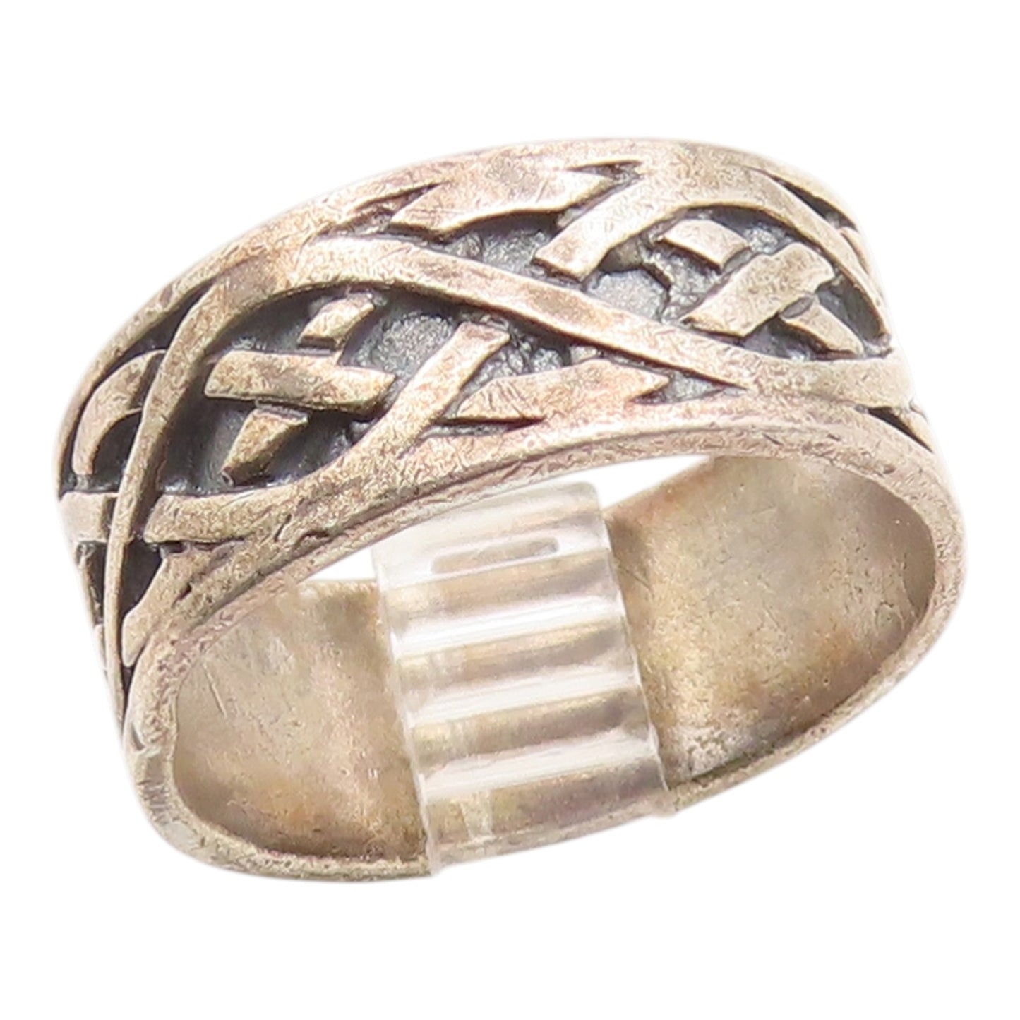925 Sterling Silver Vintage Ring Classic Carved Celtic Knot Band  Sz 8  RG36202
