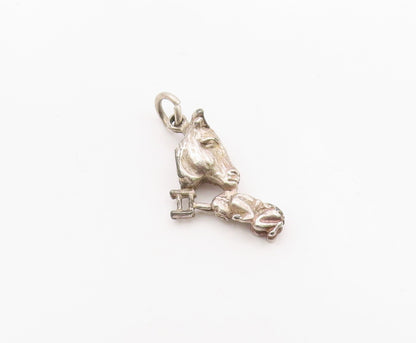 925 Sterling Silver  Vintage Shiny Petite Horse's Head Pendant  PT16717