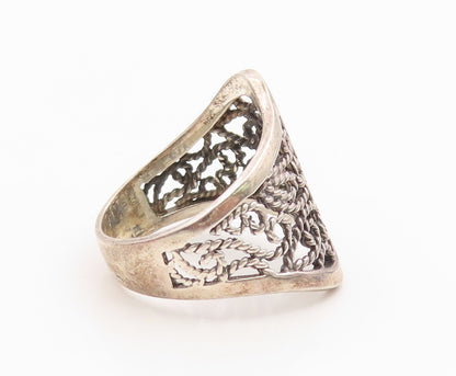 925 Sterling Silver Vintage Ring Openwork Twisted Rope Scroll Band Sz 7 RG36002