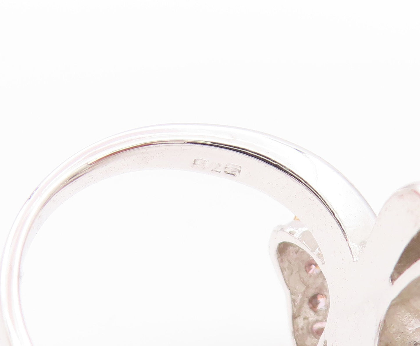 925 Sterling Silver Vintage Ring 2 Tone Gold Plated Designer CZ   Sz 6  RG33363