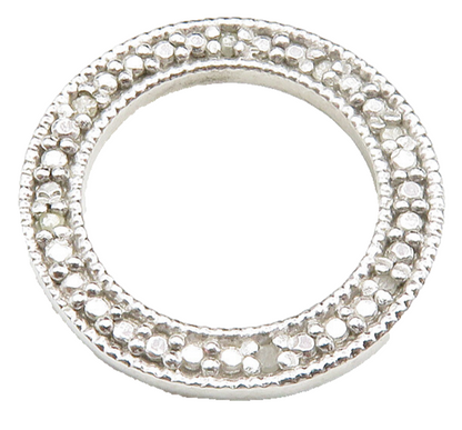925 Sterling Silver  Vintage Genuine Diamonds Open Circle Pendant  PT10269