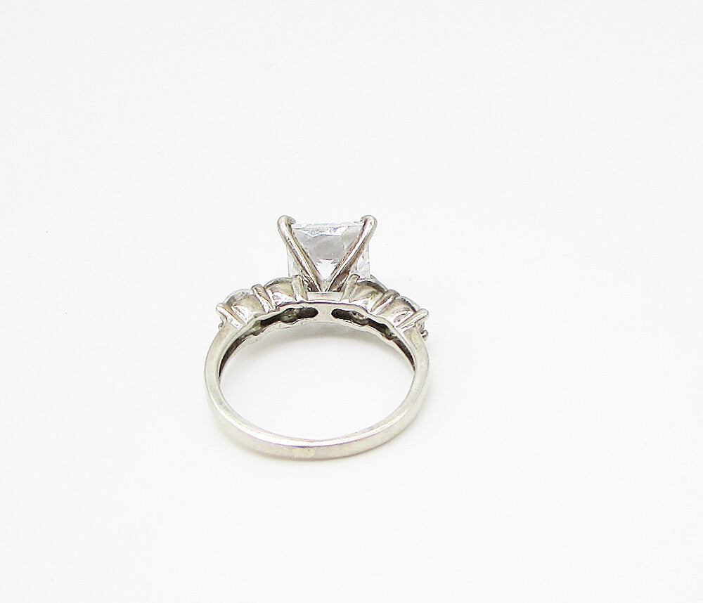 925 Sterling Silver  White Cubic Zirconia 5Stone Engagement Ring Sz 6  RG2967