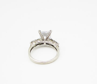 925 Sterling Silver  White Cubic Zirconia 5Stone Engagement Ring Sz 6  RG2967