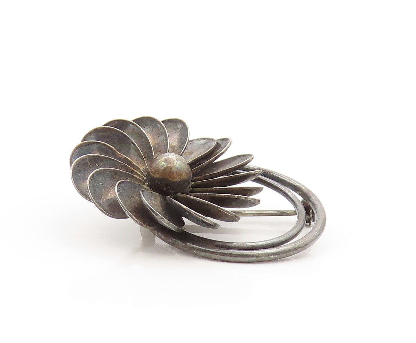 925 Sterling Silver Vintage Brooch GEORG JENSEN DENMARK Floral Design  BP11862