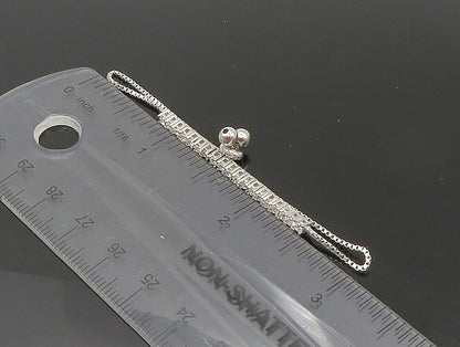 925 Silver  White Cubic Zirconia Adjustable Child Box Chain Bracelet  BT1061
