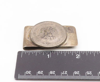 925 Sterling Silver Vintage Money Clip CHASE MEXICO Etched Eagle Coin  TR4216