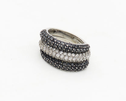 925 Silver  Vintage Cubic Zirconia & Black Hematite Band Ring Sz 5  RG17116