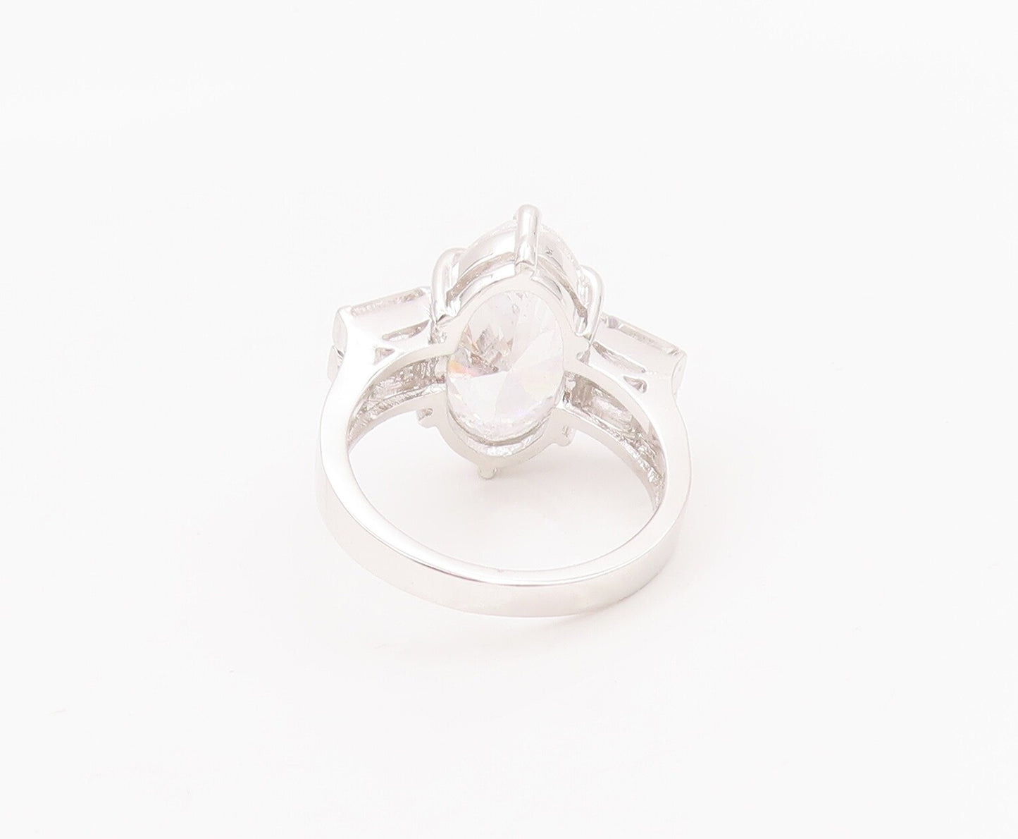 925 Sterling Silver Vintage Ring Geometric Shape Main Stone CZ  Sz 9  RG28129
