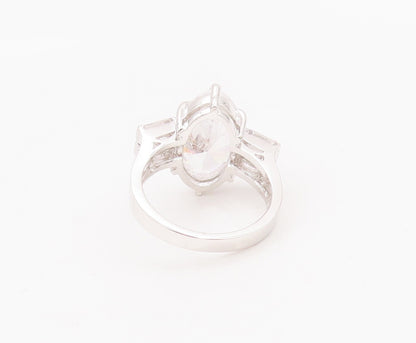 925 Sterling Silver Vintage Ring Geometric Shape Main Stone CZ  Sz 9  RG28129