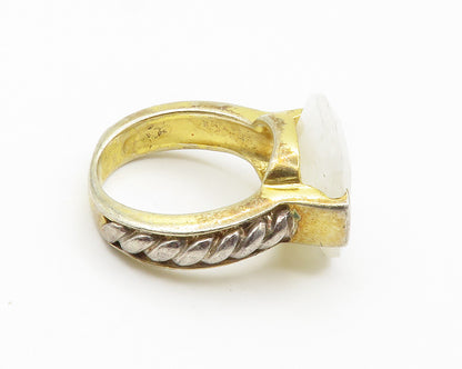 925 Sterling Silver Vintage Moonstone Gold Plated Cocktail Ring Sz 7  RG14653