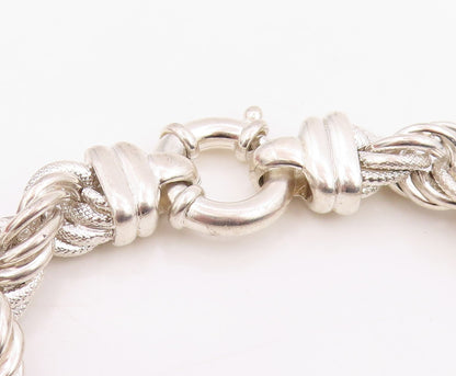925 Sterling Silver Vintage Bracelet Modernist Solid Twisted Rope Chain  BT11872