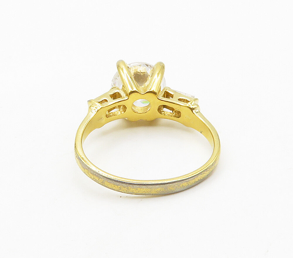 SETA 925 Sterling Silver  Cubic Zirconia Gold Plated Band Ring Sz 10  RG15773