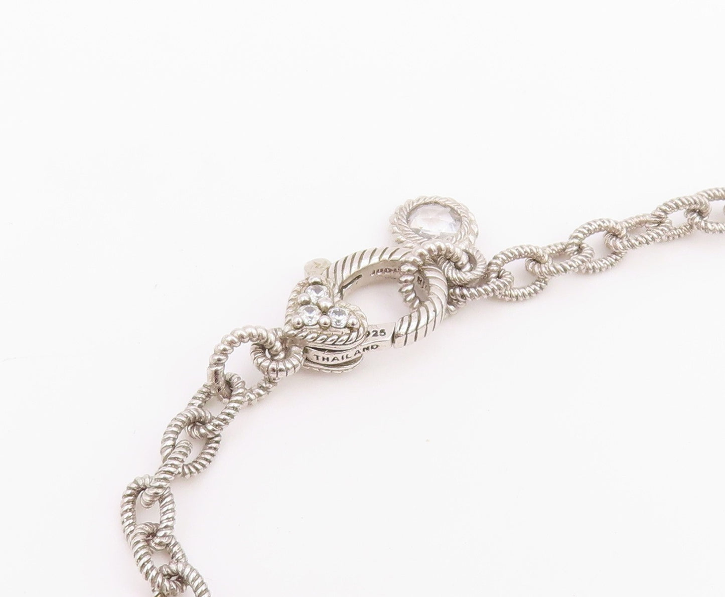 925 Sterling Silver Vintage Necklace JUDITH RIPKA CZ Beaded Halo Choker  NE4923
