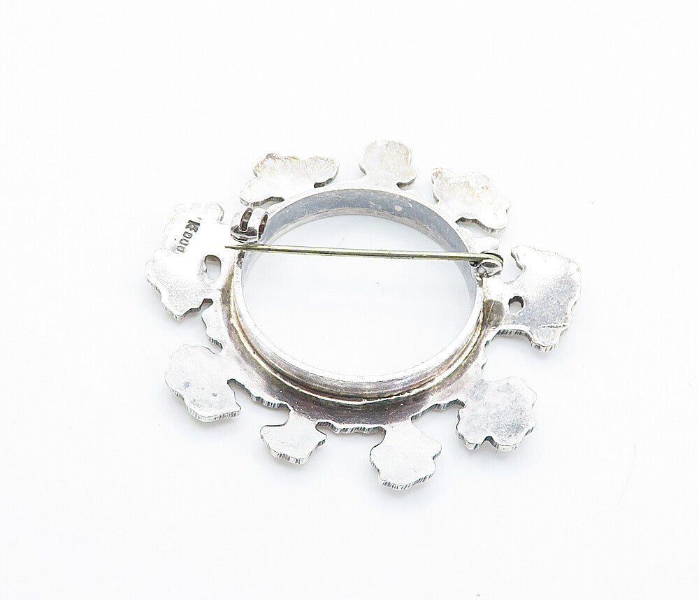 ENGLAND 925 Sterling Silver  Vintage Shiny Open Circle Brooch Pin  BP2938