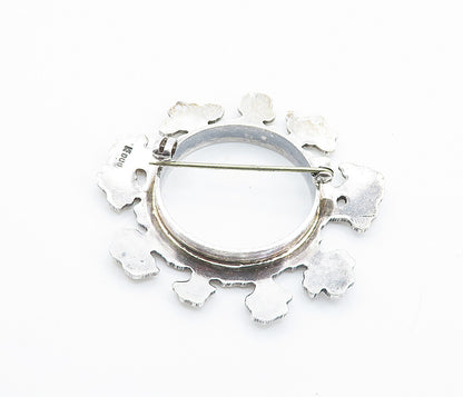 ENGLAND 925 Sterling Silver  Vintage Shiny Open Circle Brooch Pin  BP2938