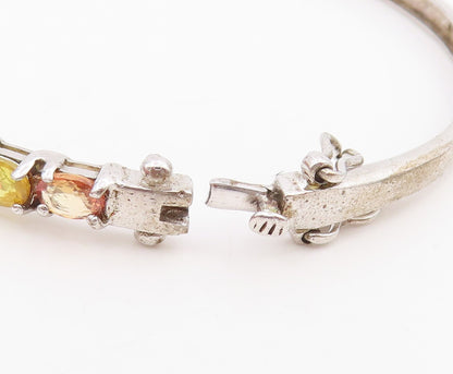 925 Sterling Silver Vintage Bracelet Oval Cut Real Gemstone Bangle  BT11532