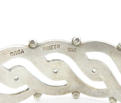 PRIETO 925 Sterling Silver Vintage Open Swirl Design Cuff Bracelet BT2777