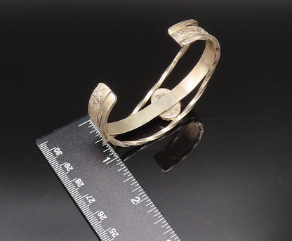 925 Silver  Vintage Floral Detail Overlapping Chrysocolla Cuff Bracelet BT9663