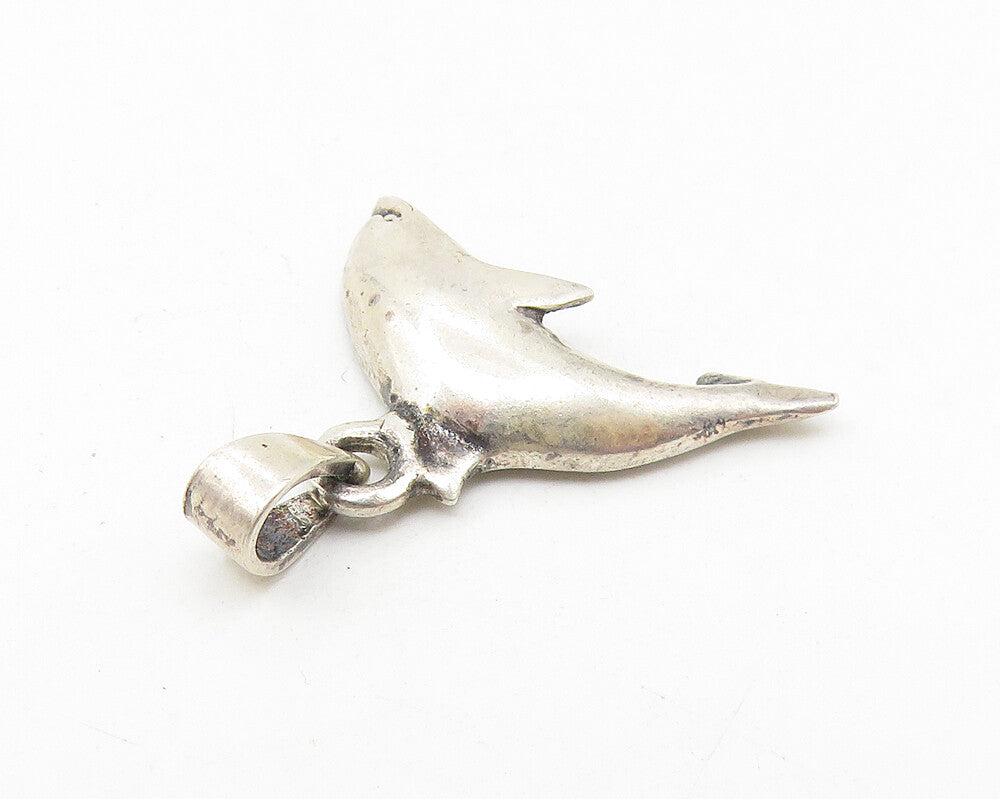 925 Sterling Silver  Vintage Petite Leaping Dolphin Motif Pendant  PT8959