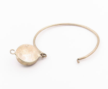 925 Sterling Silver  Vintage Flower Glass Art Bangle Bracelet  BT9652