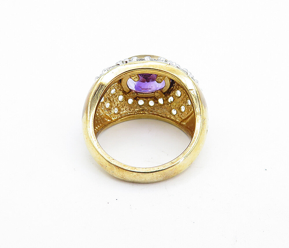 ROSS SIMON 925 Silver Amethyst & Topaz Two Tone Cocktail Ring Sz 6.5 RG6768