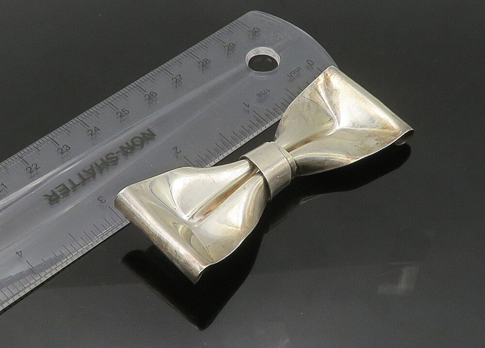 MEXICO 925 Sterling Silver  Vintage Shiny Bow Tied Ribbon Brooch Pin  BP8490