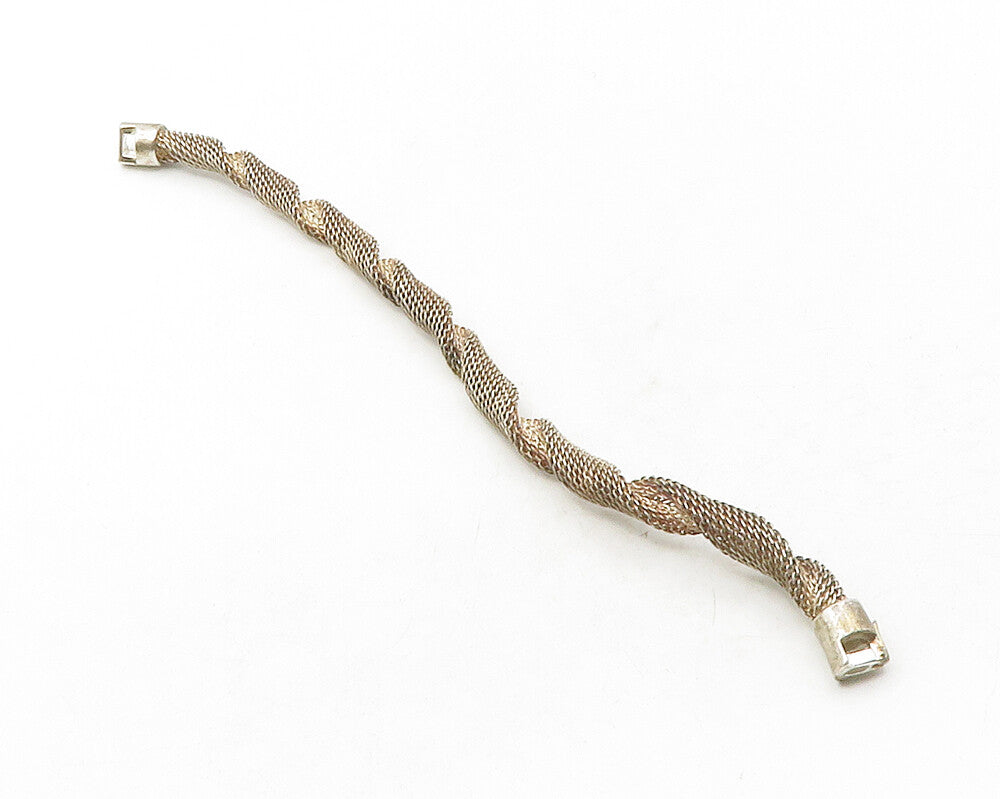 925 Sterling Silver  Vintage Dark Tone Mesh Twist Chain Bracelet  BT4831