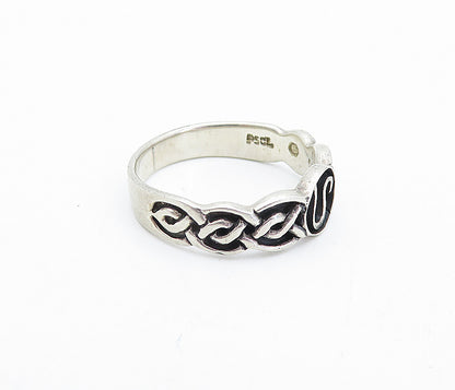 PETER STONE 925 Silver  Vintage Oxidized Celtic Knot Band Ring Sz 9  RG3895