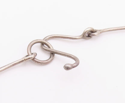 925 Sterling Silver Vintage Necklace Solid Cutout Dangling Trible Design NE4341
